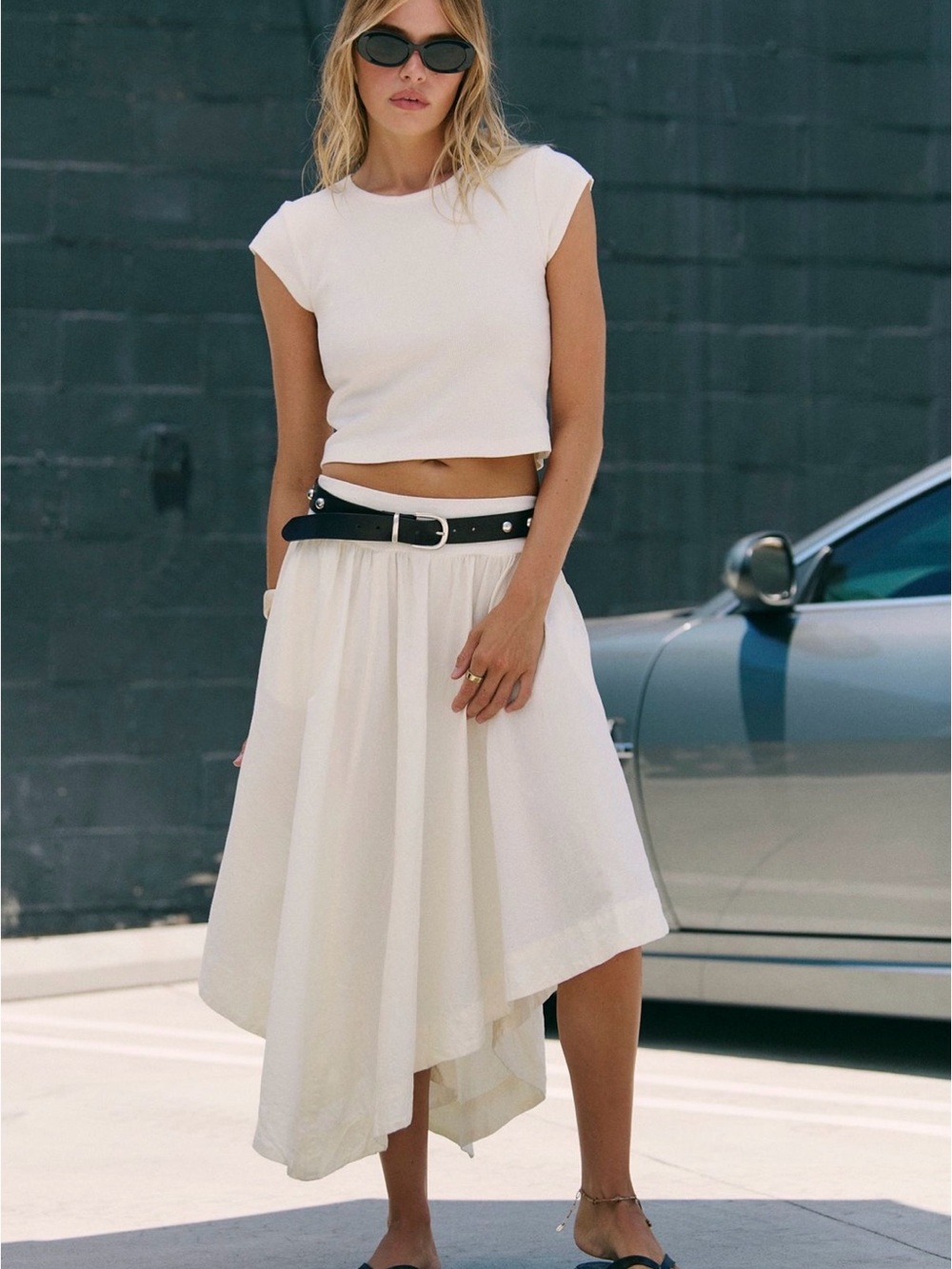 Free People Annette Tee Skirt Set Medium Coconut Milk